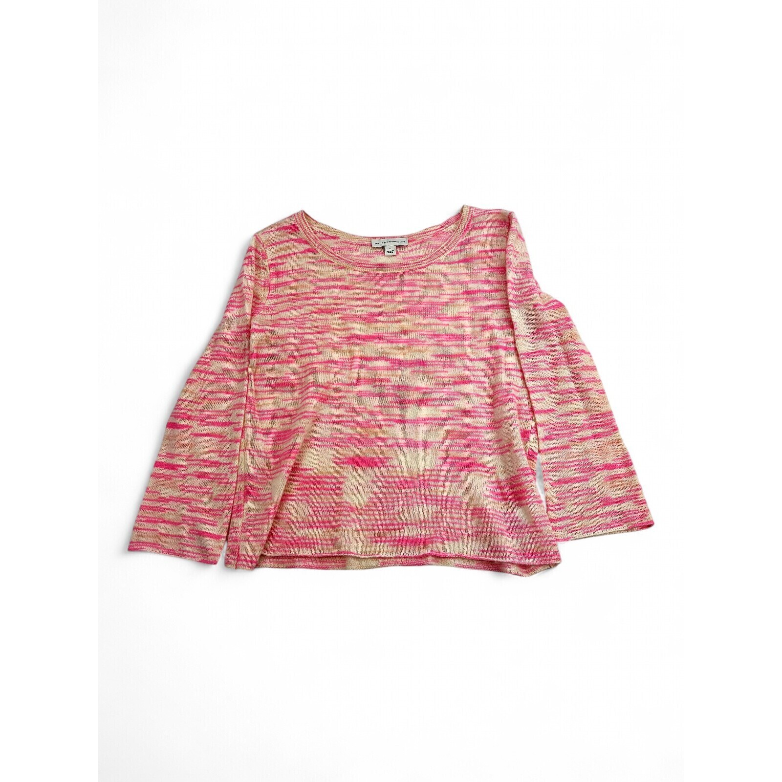 White + Warren 100% Cashmere Crewneck Sweater S - Pink/Cream